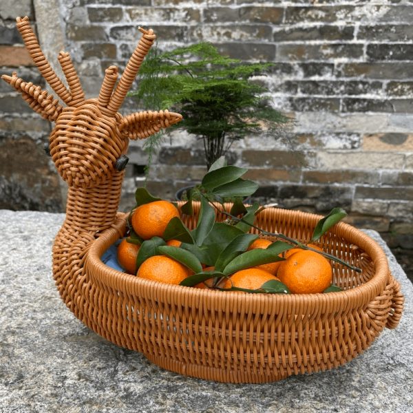 Handmade Imitation Rattan Deer Shaped Storage Basket