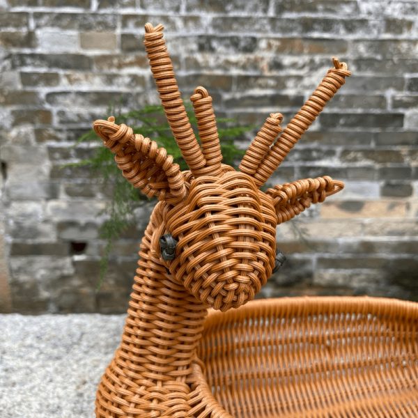 Handmade Imitation Rattan Deer Shaped Storage Basket - 图片 4
