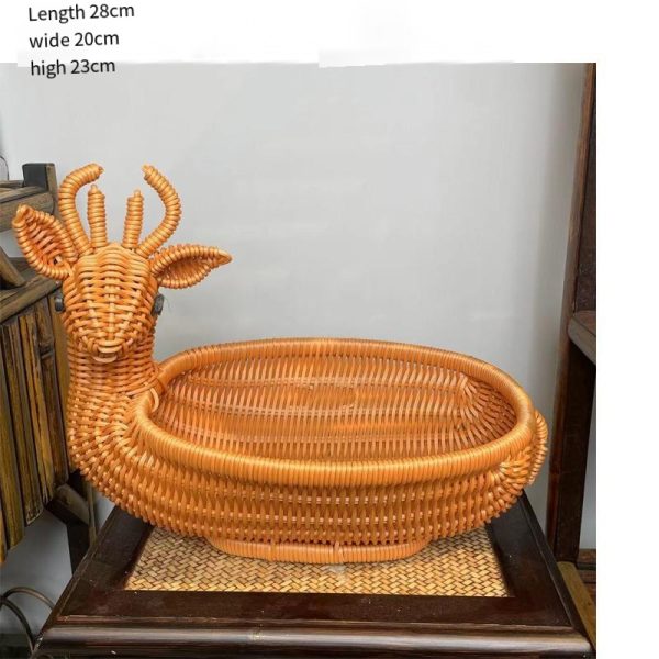 Handmade Imitation Rattan Deer Shaped Storage Basket - 图片 3